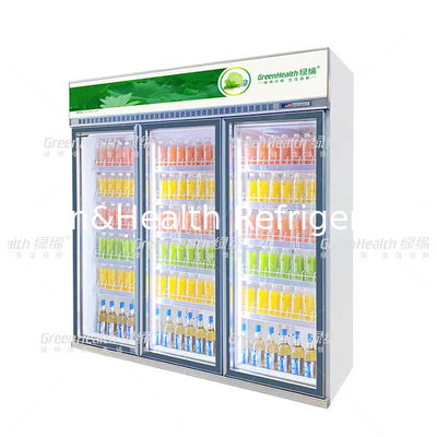 Display de puerta de vidrio vertical Bebida refrigerador con motor de inversor para el supermercado