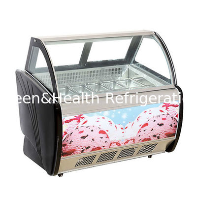 12 cacerolas de color gris helado italiano congelador de exhibición para heladería