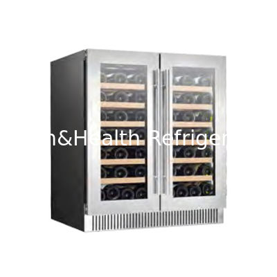 Certificado ETL 110V/60Hz Refrigerador de vino de doble puerta de cristal con refrigerante R600