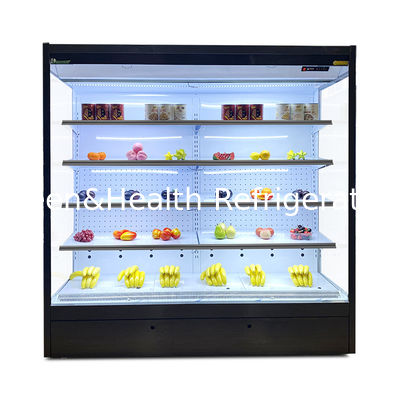 Sistema remoto Refrigerador abierto de varios pisos para almacenamiento y exhibición de alimentos