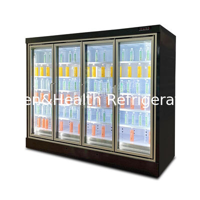 Ventilador de refrigeración automática de resorte puerta de cristal de espalda vertical congelador de mercancías refrigerador