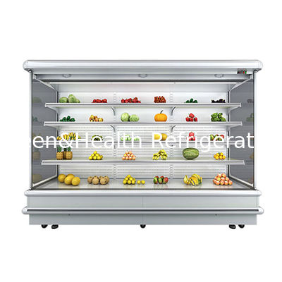 Tienda de comestibles de 12 pies de largo Multideck Chiller abierto Display refrigerador con iluminación LED