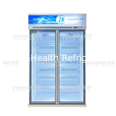Frigorífico comercial vertical de dos puertas con ventilador de refrigeración y LED