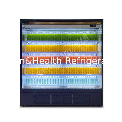 Refrigerador abierto de puertas abiertas comercial de grado alimenticio con iluminación LED
