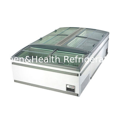 Color blanco refrigerador comercial congelador de caja con puerta lateral para el supermercado