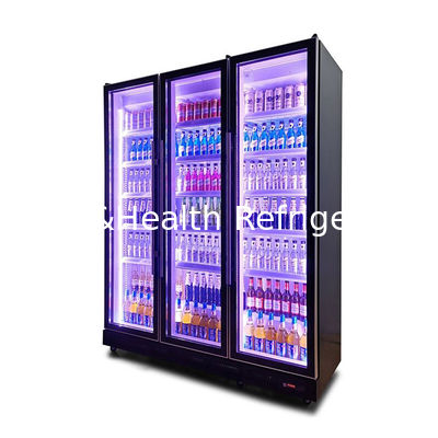 Refrigerador de bebidas con puerta de vidrio vertical de 5 capas de luz azul R134a