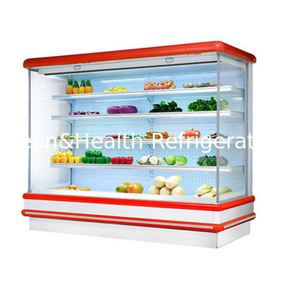 Refrigerador abierto de varios pisos para supermercados Display de frutas LED Light Glass Freezer