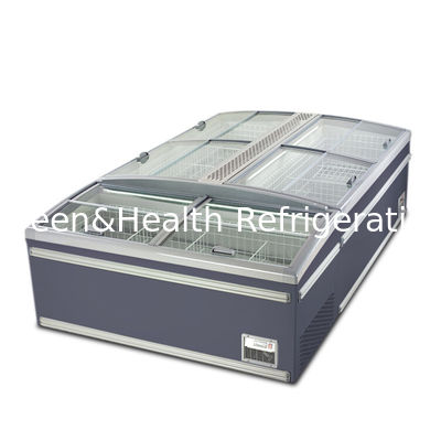 Congelador de cristal horizontal de acero inoxidable para productos congelados