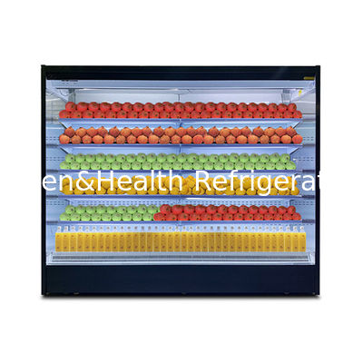 Cabinet de cortina de aire de acero inoxidable de tipo de vidrio abierto de múltiples capas con semillas de loto y LED