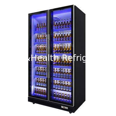 748L Dos puertas de vidrio Luz LED variable múltiple Display refrigerado Congelador