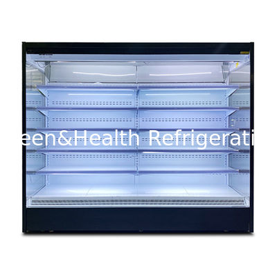 Refrigerador de cristal abierto de acero inoxidable con cortina de aire