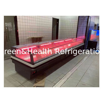 2.5 Meter Gris oscuro Horizontal de estilo europeo Display de almacenamiento de carne fresca Supermercado congelador de carne fresca