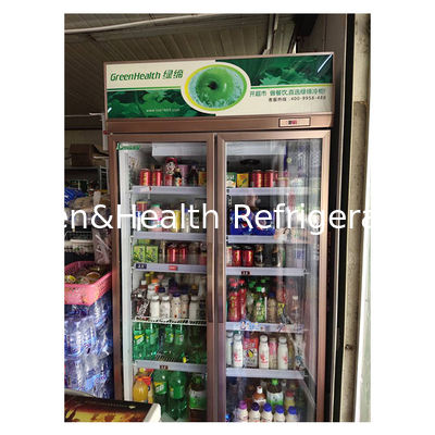 Supermercado comercial / Tienda Dos / Tres Puertas de vidrio Economía Refrigerador Display Refrigerador