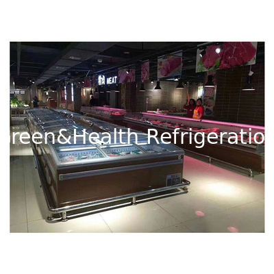 Última puerta corredera Baja temperatura bolitas de carne congeladas Almacenamiento de alimentos Display Isla gabinete congelador