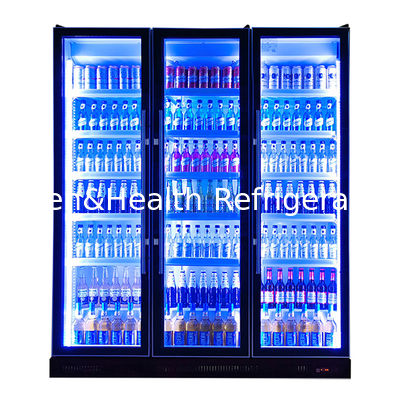Tres puertas de vidrio Comercial Luzes LED múltiples Bebidas Refrigeración Display nevera