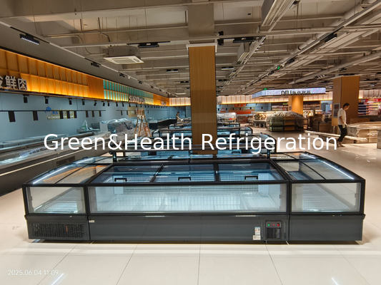 Congelador profundo sin escarcha para supermercado, isla, para carne, con luz LED