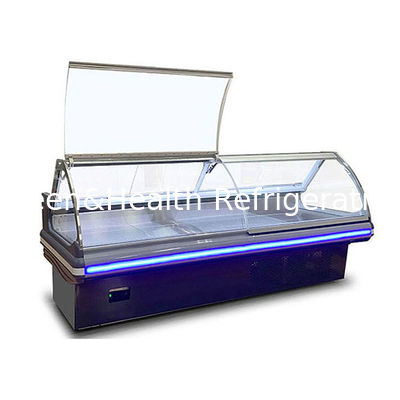Supermercado de estilo europeo horizontal comercial Flip Top Display de almacenamiento de carne fresca congelador congelador