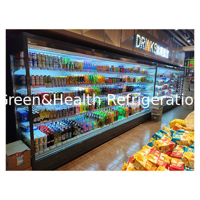 Congelador abierto refrigerado para supermercado de cinco pisos y ángulo recto para frutas/verduras/leche
