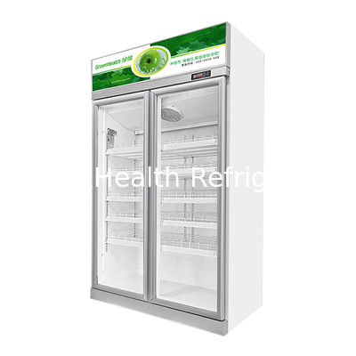 Supermercado con puertas de vidrio doble Bebidas y bebidas Refrigerador Display Freezer