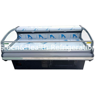 Congelador expositor de refrigeración para almacenamiento de carne fresca semiabierto europeo con compresor incorporado