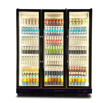 Puertas de vidrio comerciales Iluminación múltiple vertical Display de refrigeración de bebidas Congelador