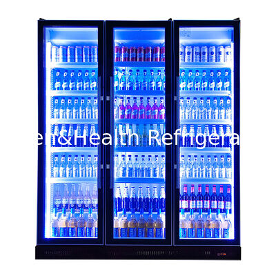 Tres puertas de vidrio desnevadoras con luces LED múltiples ajustables para refrigeración de bebidas