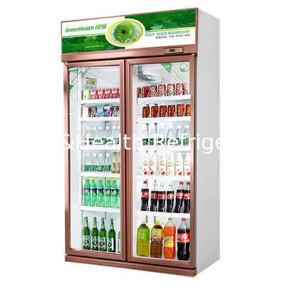 Enfriador de exhibición de bebidas con puerta de doble vidrio, descongelación automática y volumen de 1154L para uso comercial