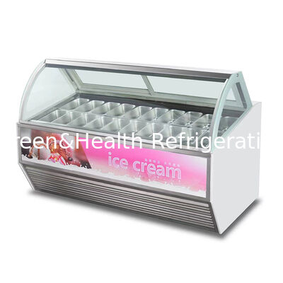 Commercial Ice Cream Display Freezer with Adjustable Thermostat Stainless Steel Three-Layer Anti-Fog Glass