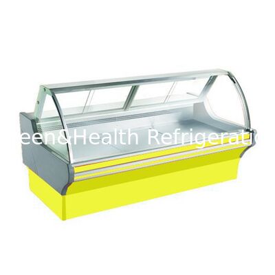 Frigorífico comercial horizontal de pantalla de alimentos cocidos con luz LED y enfriamiento por ventilador en construcción de acero inoxidable