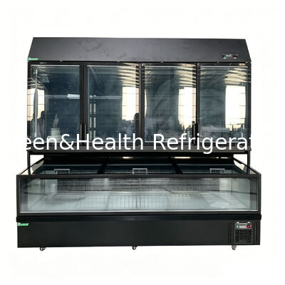 Congelador de isla de doble función con exterior de acero inoxidable / vidrio y capacidad de 850L para pantalla de supermercado