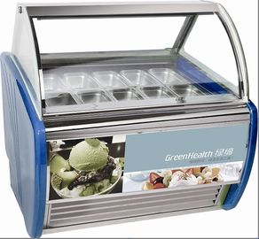 Aduana dura azul del congelador de la exhibición del helado de 10 cacerolas para la tienda/la alameda
