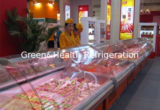 Refrigerador comercial de exhibición de deli con enfriamiento por ventilador Compresor Danfoss y diseño de vidrio curvo