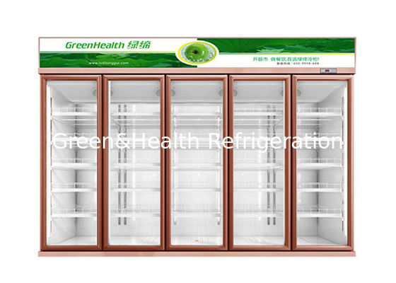 Tipo de enfriamiento de la bebida de la tienda del refrigerador 5 de la puerta de refrigerador de la fan de cristal comercial del congelador