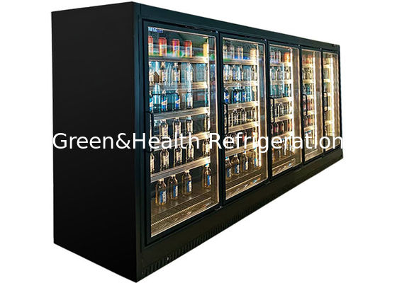 Gabinete vertical de la barra de la puerta del congelador comercial de cristal negro de la exhibición para la bebida de la cerveza